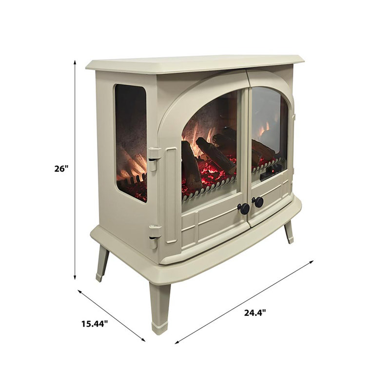 Modern Ember Harlowe 26-in Smart Electric Fireplace Stove Heater, Cream