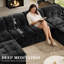 Canapé modulaire en forme de U 6 pièces avec 2 repose-pieds pour le salon, chenille fleur de glace, noir-667845651