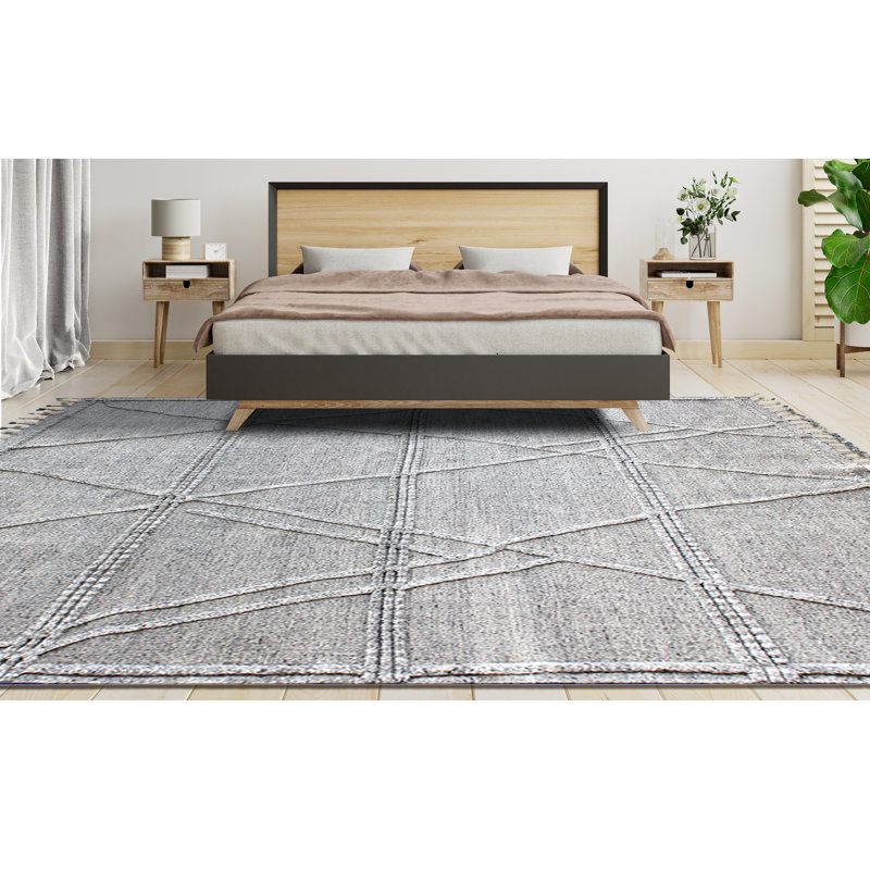 Moroccan Geometric Area Rug in Gray, Rectangle 10' x 14'
