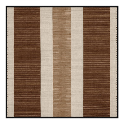 Washable Linen Brown Striped Area Rug