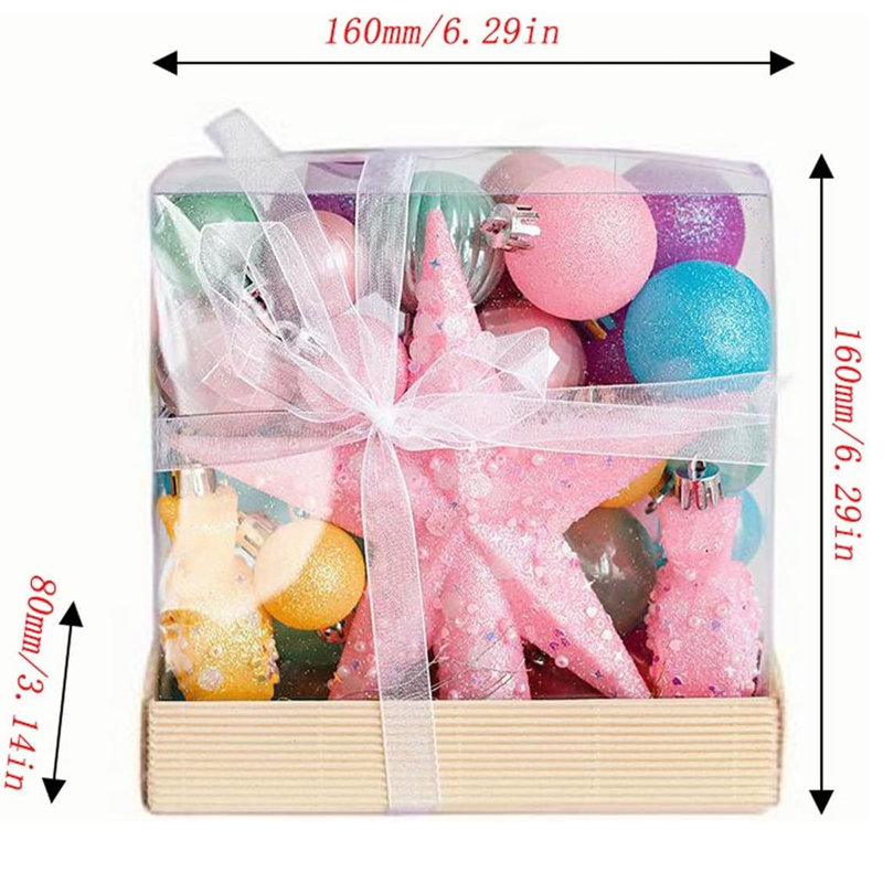 Boule de Noël de couleur macarons peinte, décorations de Noël arc-en-ciel scintillantes pour Noël