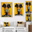 Art africain, reine bleue africaine, collage rétro sur fond jaune - femme moderne-455619924-455619920