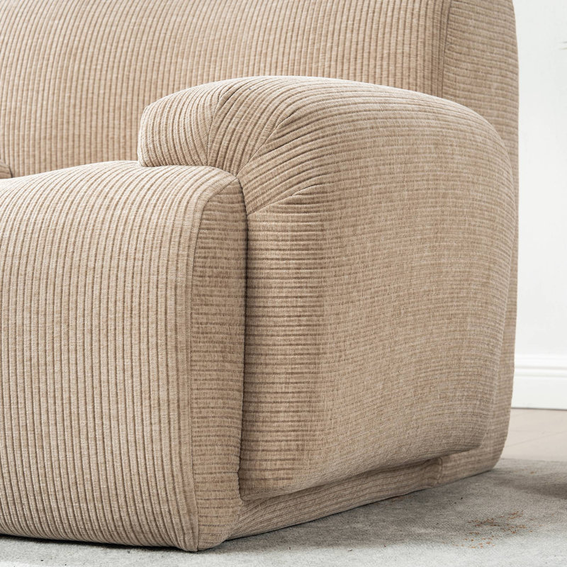 Chaise d'appoint moderne à rayures verticales en chenille rembourrée, canapé-lit simple désossé, fauteuil de lecture confortable avec sièges profonds