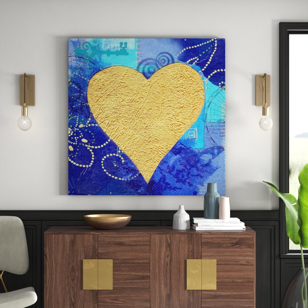 Leinwandbild - Grafikdruck „Heart of Gold”