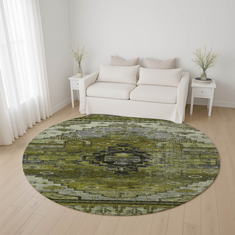 Premium Machine Washable Verlin AMF1776 Tribal Rug, Round 8'