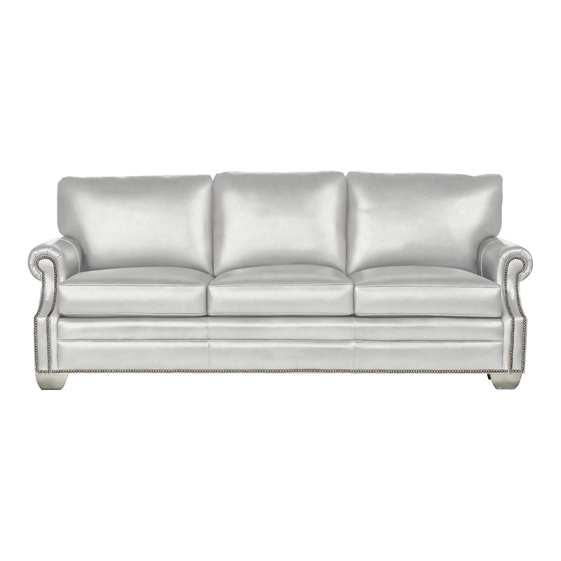 Canapé Gutherly, Non, Cuir véritable gris tourterelle Saloon, Navajo