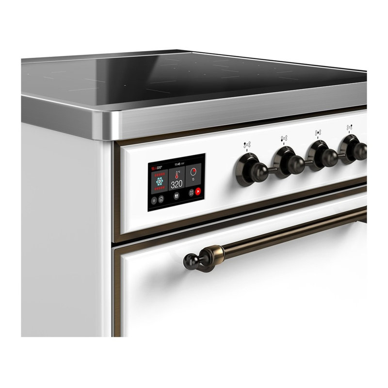Cuisinière à induction 30 pouces avec 4 éléments à induction de couleur blanche Majestic III Series (garniture brunie), Blanc