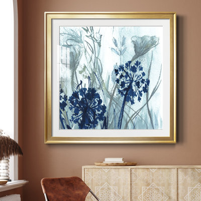 Indigo Field II - Matted and Framed Under Glass, Large Living Room Wall Art
