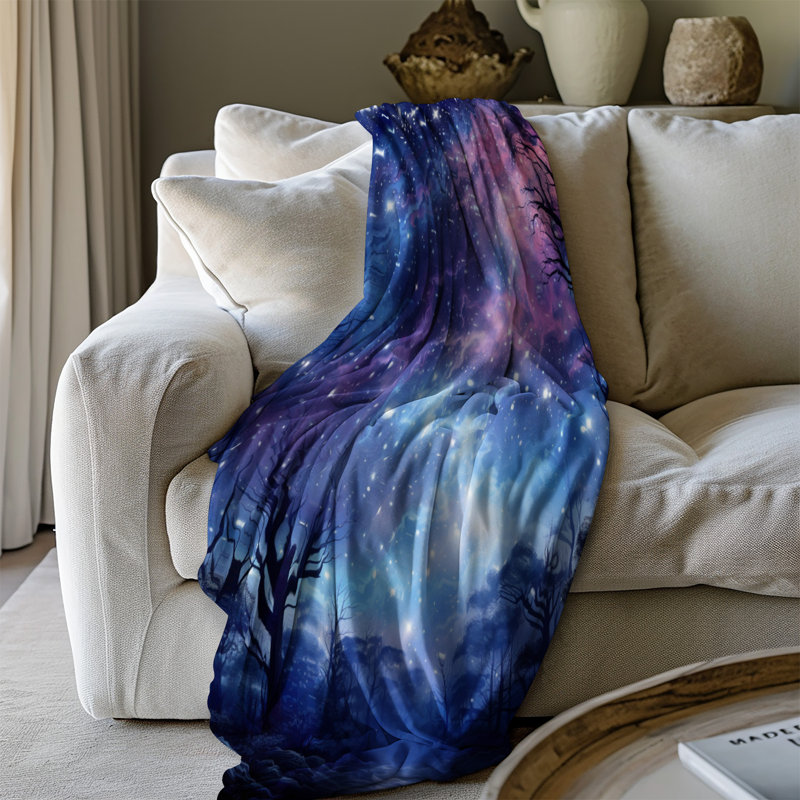 Starlight Symphony - couverture en sherpa de qualité supérieure 1 pièce - reproduction d'art luxueuse, Lit simple