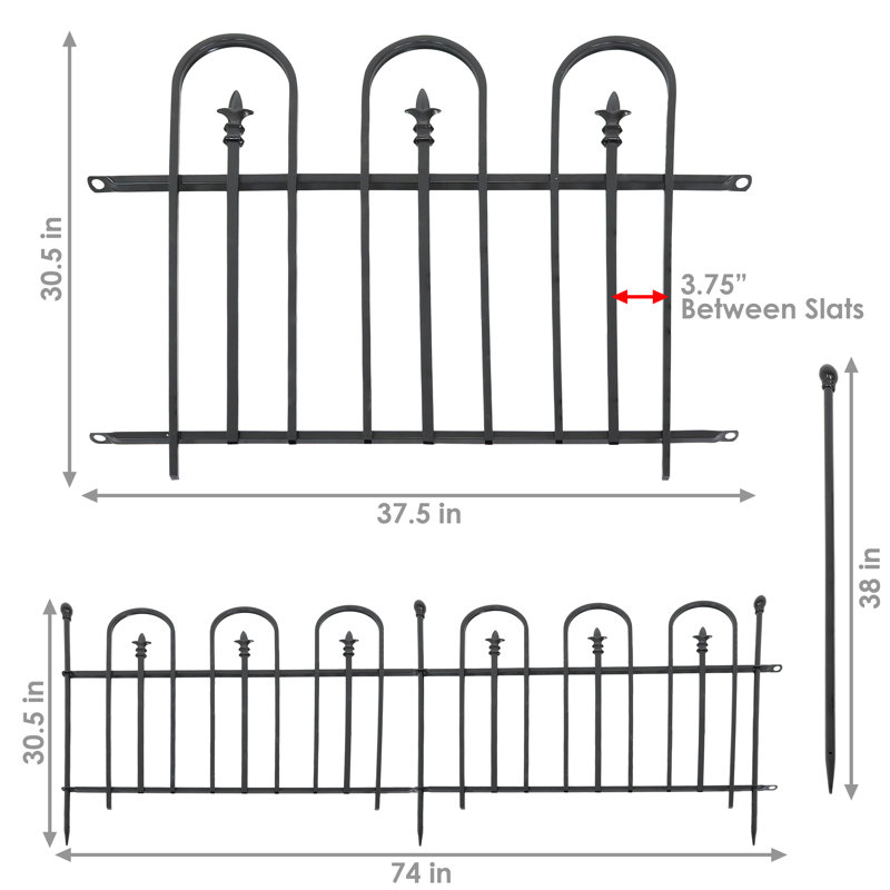 Corsair 30.5'' H x 37.5'' W Steel Decorative Border Fence With Posts