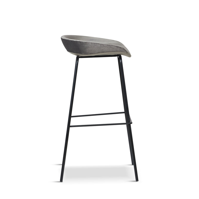 Walther Counter Stool with Solid Wood Frame, 72.5", Sterling Grey