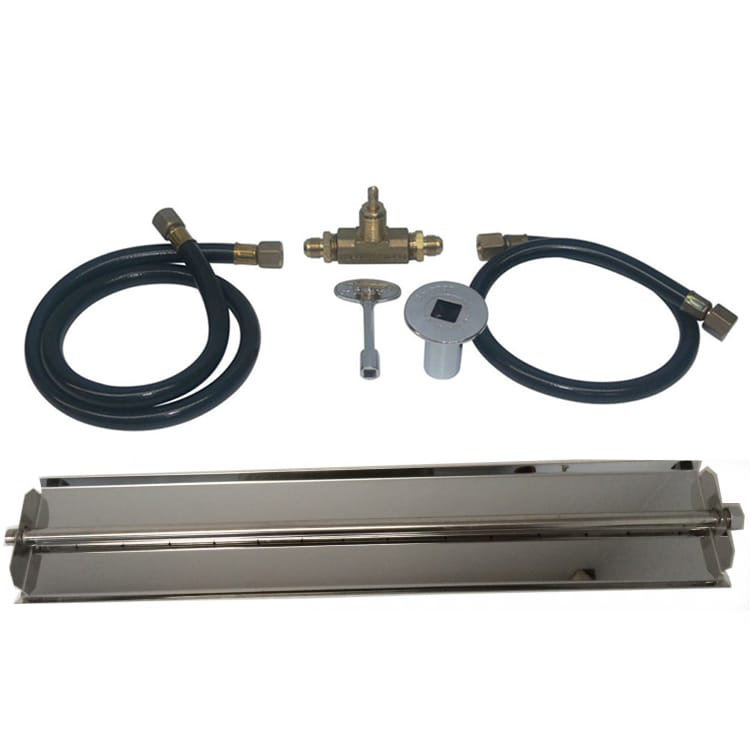 Ensemble de poêle à brûleur au gaz naturel fire foyer, Acier thermolaqué, H 18 po x l 6 po x P 1,63 po