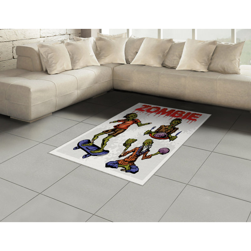 Zombie High Density Long Fiber Poly Threads Decorative Area Rug Carpet, Rectangle 4' x 5'8"
