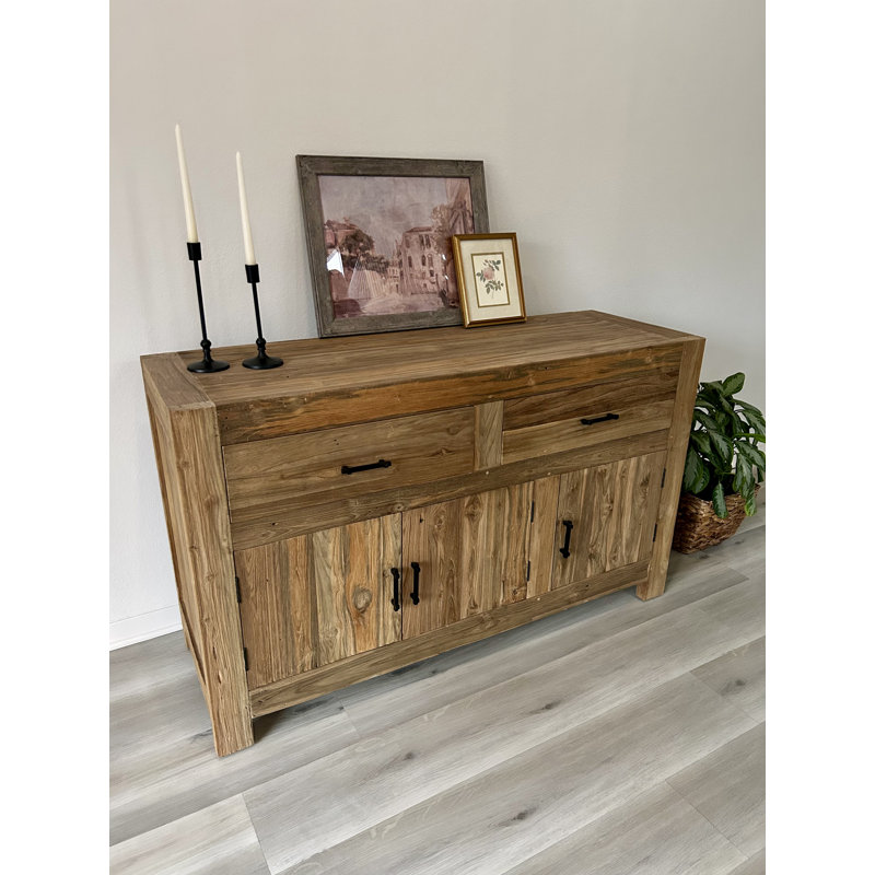 Recycled Teak Console Table W Drawers, 31" H x 47" W x 16" D