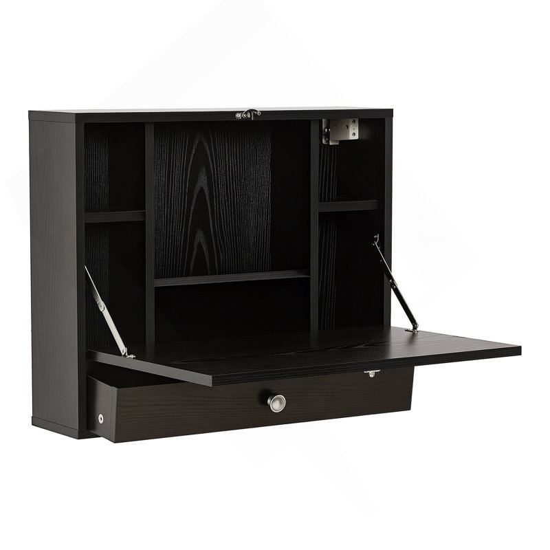 Bureau mural avec tablettes de rangement, bureau flottant