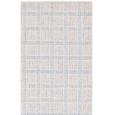 Ebony Hand Tufted Wool Pile Plaid Rug
