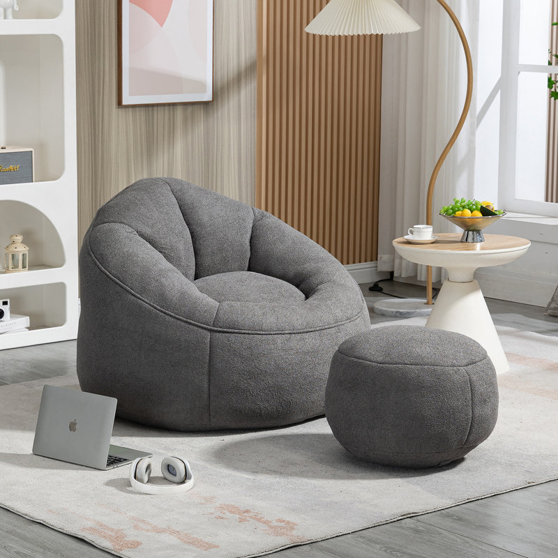 Fauteuil à billes Bedding, Microfibre grise