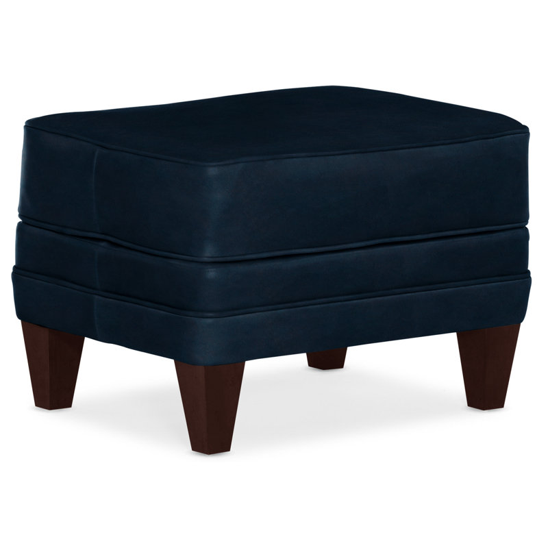 Willow Ottoman, Mahogany, Outsider Raven Genuine Leather