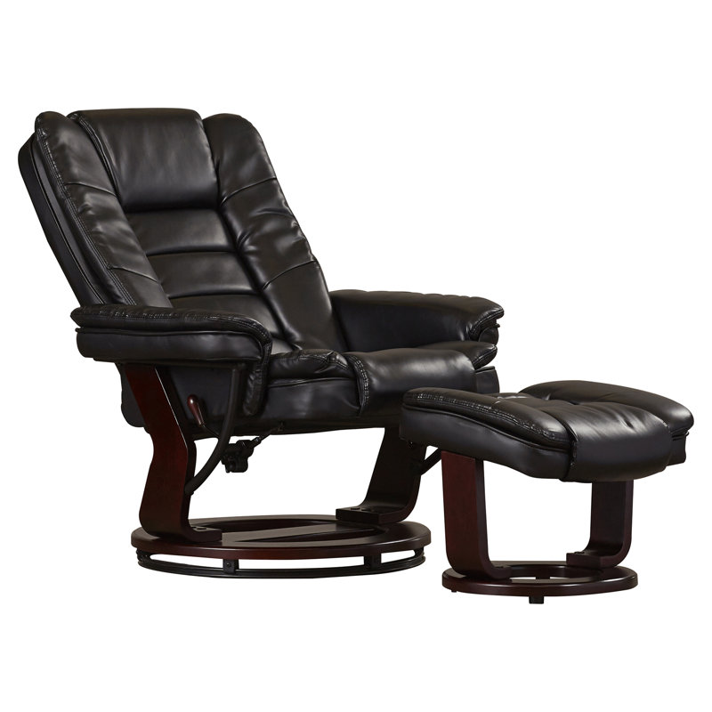Shebeen Faux Leather Swivel Recliner, Black Faux Leather