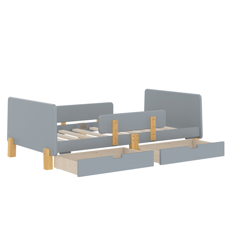 Lits simples avec rangement peu encombrants, conception en bois massif, finition grise moderne