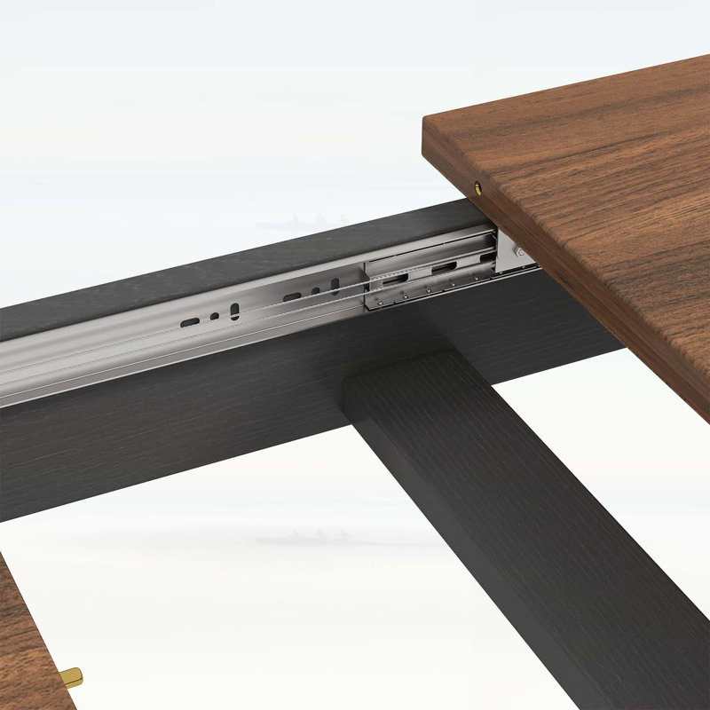 Extendable Kitchen Dining Table, Walnut/Black
