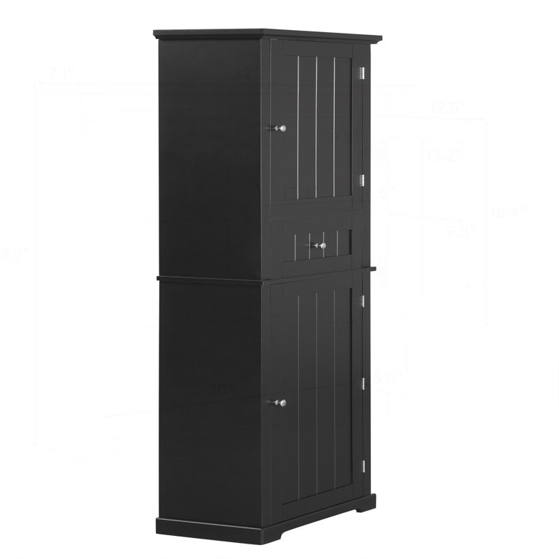 Versatile Freestanding Bathroom Cabinet with Multiple Features for Optimal Storage, Black