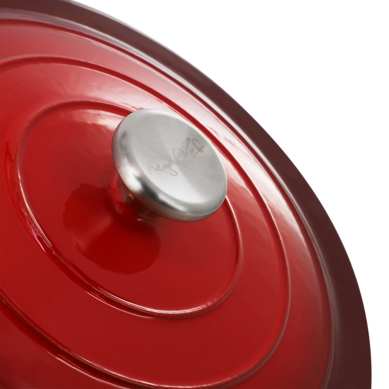 Casserole ronde en fonte émaillée MegaChef, Rouge