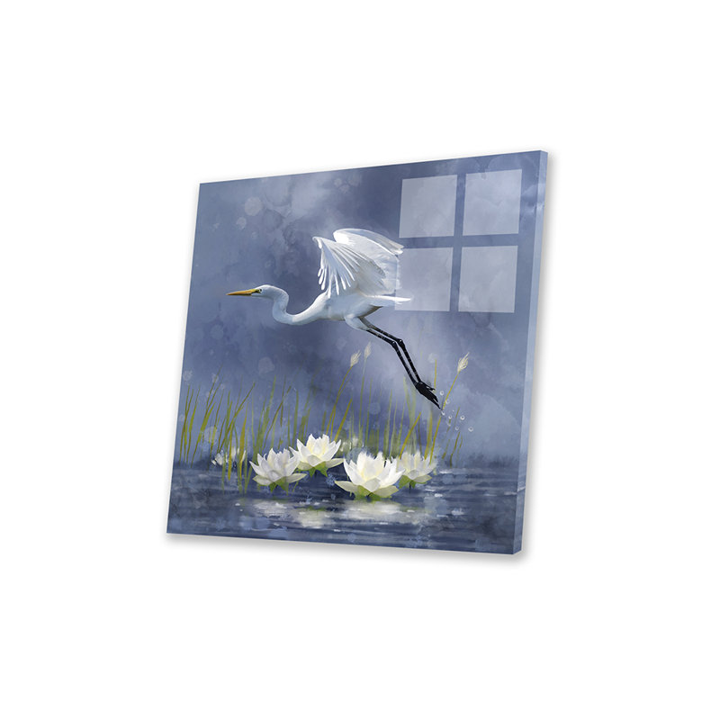 Egret Dawn Flight, impression sur verre acrylique