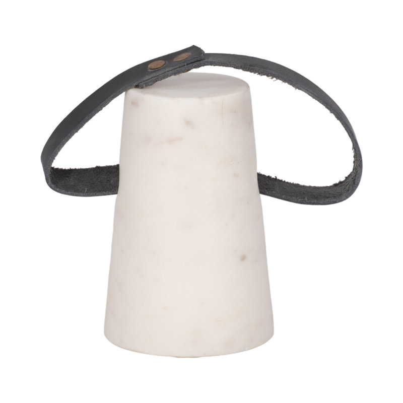 Marrice Decorative Object Marble and Leather Modern Handle Accent for Home Office Decor - 5" Black & White