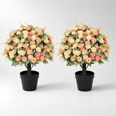 Rose artificielle en pot résistante aux rayons UV pour l'intérieur et l'extérieur