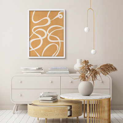 Affiche géométrique abstraite jaune vif dans un style minimaliste, affiche encadrée rustique