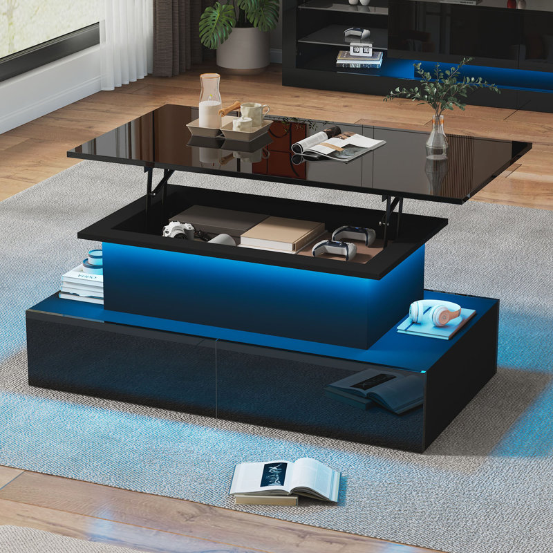 Lift Top Coffee Table with Storage, Black