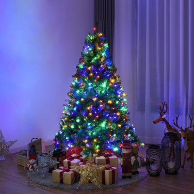 Artificial PVC Premium Hinged Christmas Tree with LED Light and Metal Stand, Green