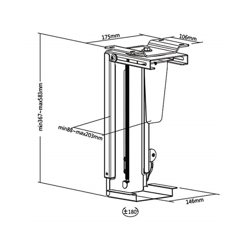 58.3cm H x 17.5cm W CPU Holder, White