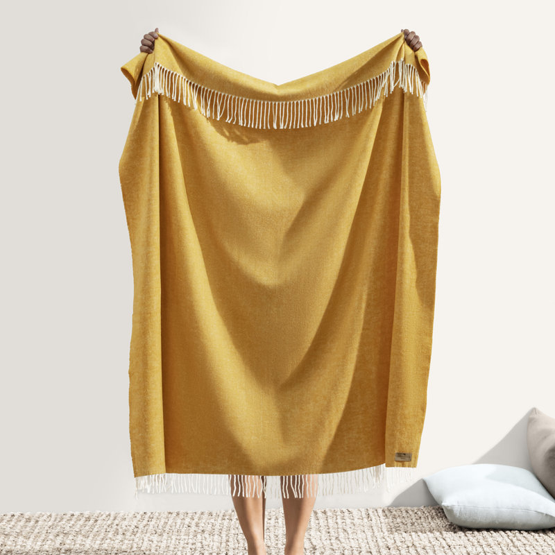 Italian Herringbone Throw Blanket, Ochre