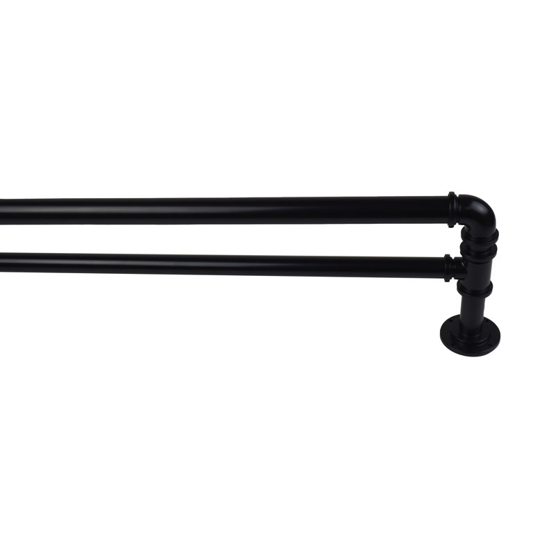 Neasa Double Blackout Curtain Rod, Matte Black, 84" - 120"