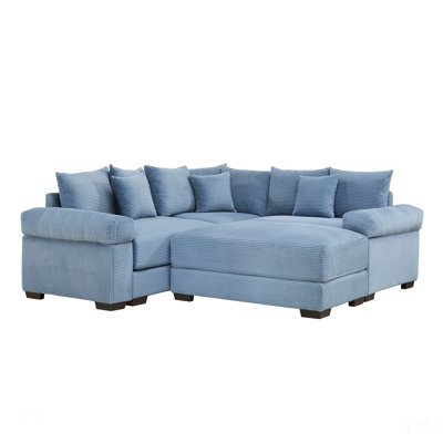 Oversized Cloud Modular Sectional Couch With Convertible Design, Extra-Thick Armrests, Ottoman, Soft Corduroy Fabric, And Ergonomic Comfort For Living And Reading Rooms