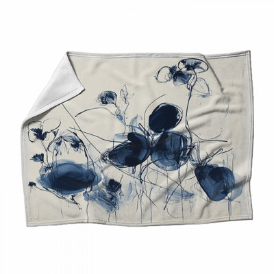 Floral Fleece Throw Blanket - Abstract Throws for Sofas or Beds