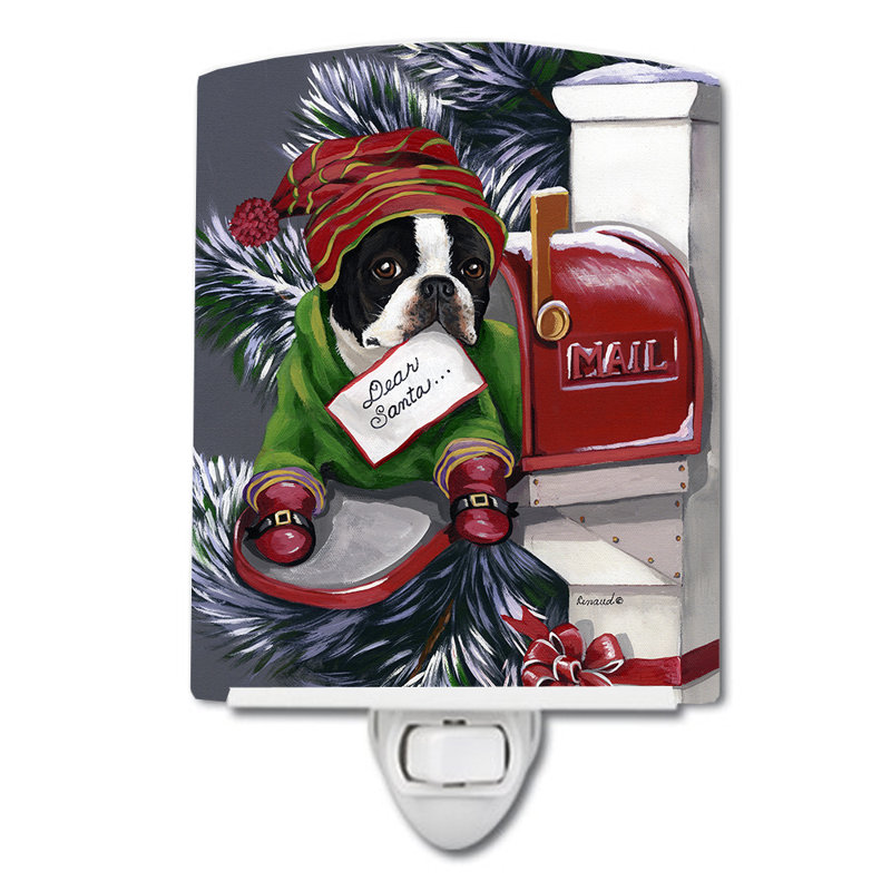 Veilleuse Boxer, Boston terrier lettre au père Noël