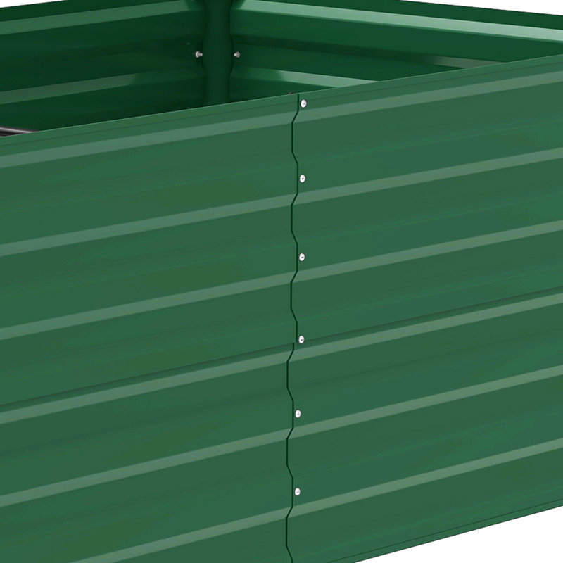 Set of 2 Metal Raised Garden Bed, 180x90x54cm, 58cm H x 180cm W x 90cm D, Green