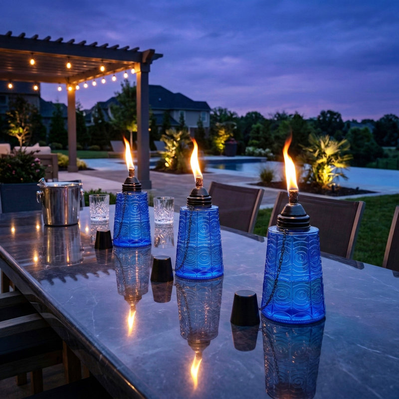 Torches Tiki Citronella, Bleu de cobalt