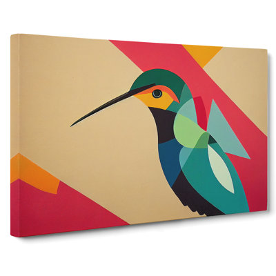 Hummingbird Abstract Art - Wrapped Canvas