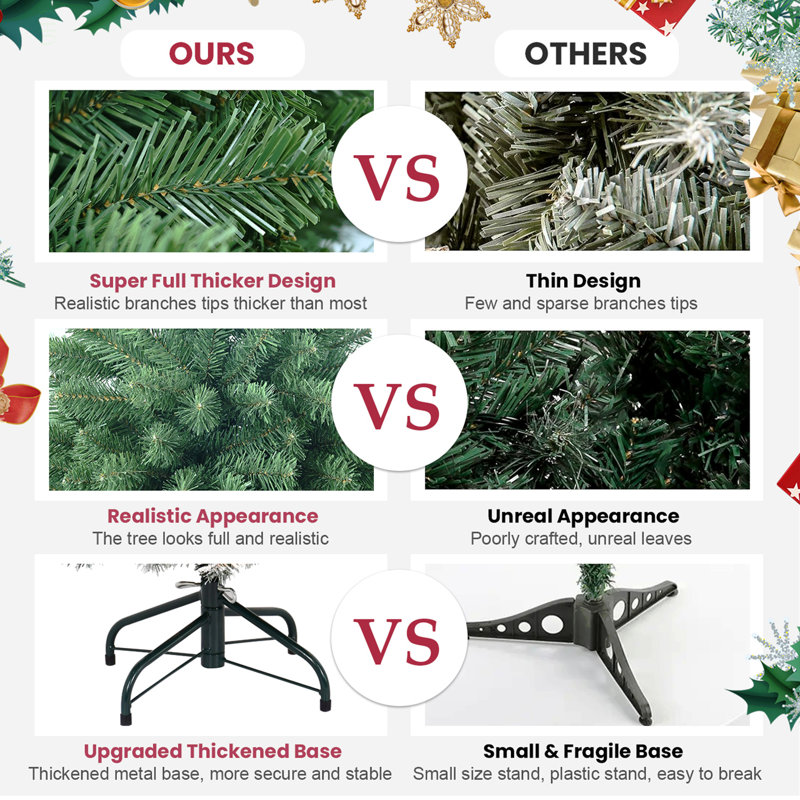 Arbre de Noël 6 pi avec fil mémoire, arbre en PVC artificiel articulé à 760 pointes, arbre de Noël facile à installer pour la décoration des Fêtes
