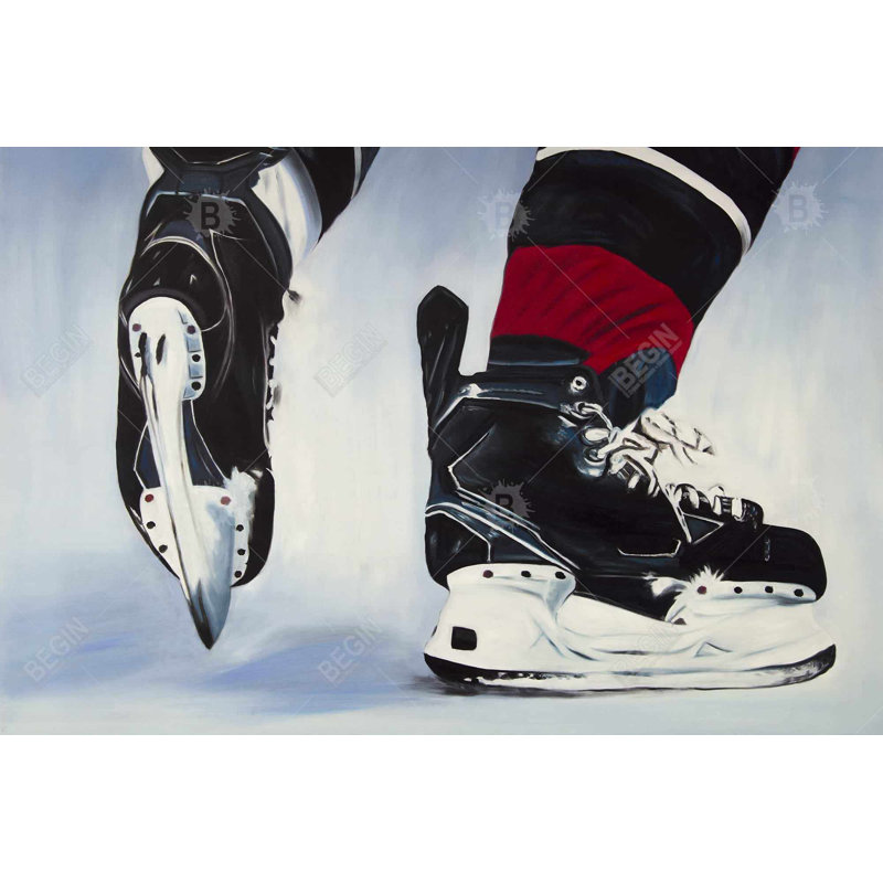 «Hockey Joueur» sur toile rouge - Décoration de maison festive
