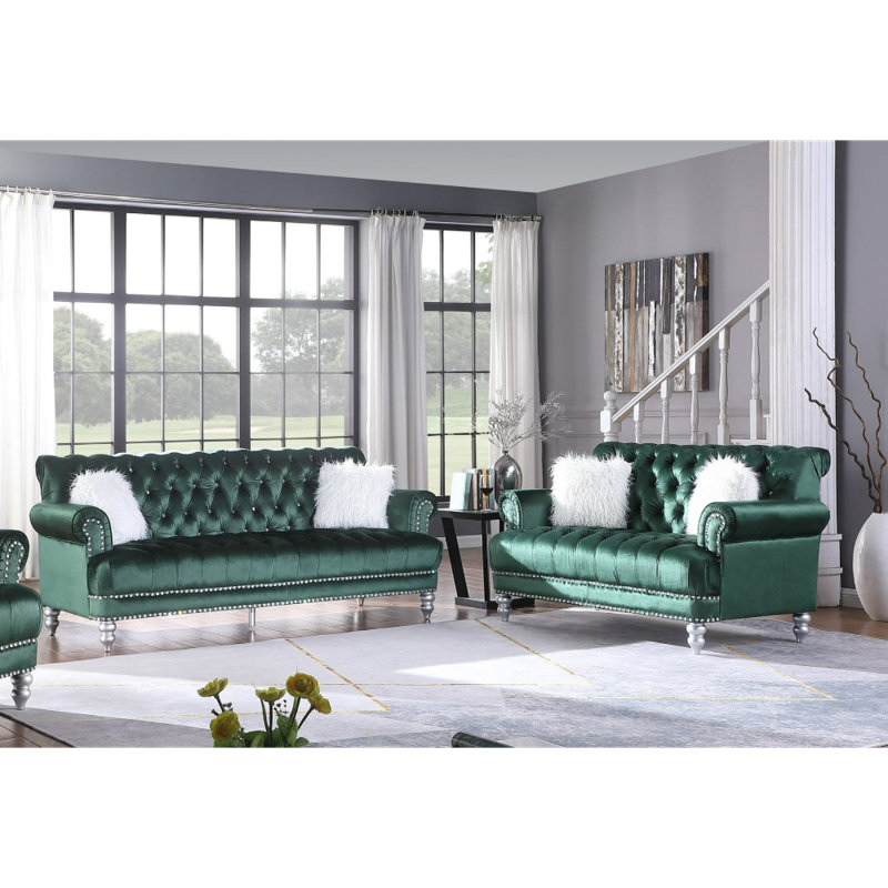 Ensemble de salon 2 pièces Brockway, Velours vert