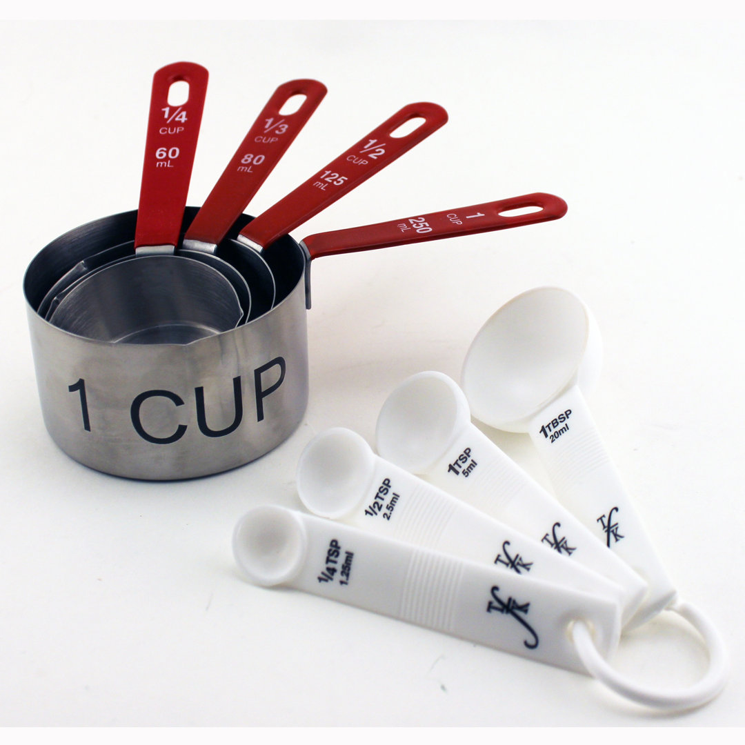 BergHOFF 8-Piece Stainless Steel Measuring Cup Set and Measuring Spoon Set (Set of 8) BergHOFF