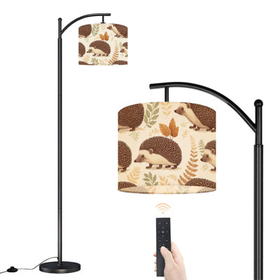 Lampe sur pied à arc avec abat-jour réglable Hedgehogs Botanical Vintage Woodland Leaves