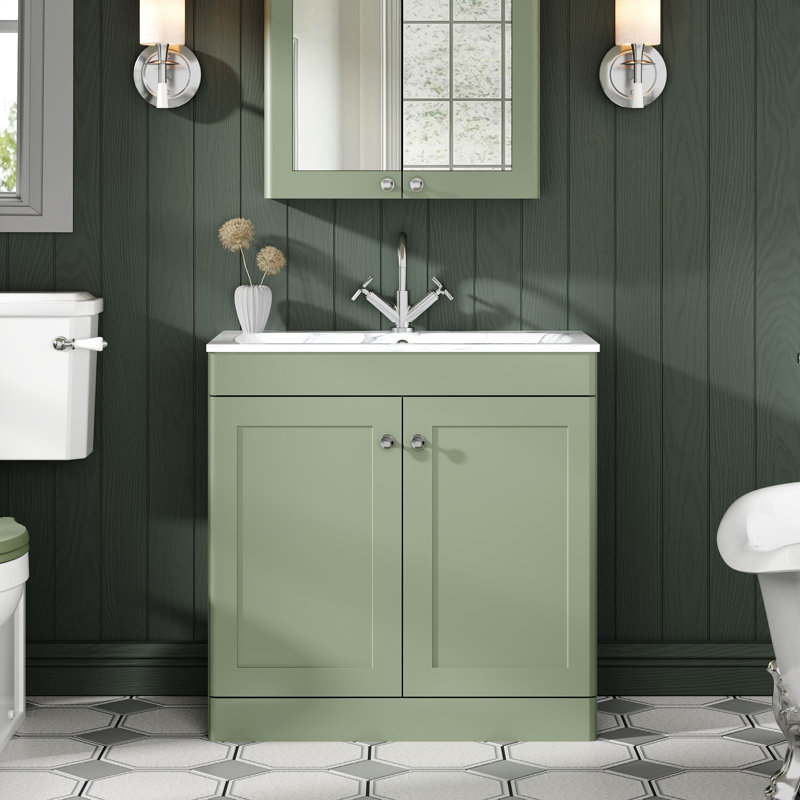 Classique Bathroom Vanity, Satin Green, 81 cm W