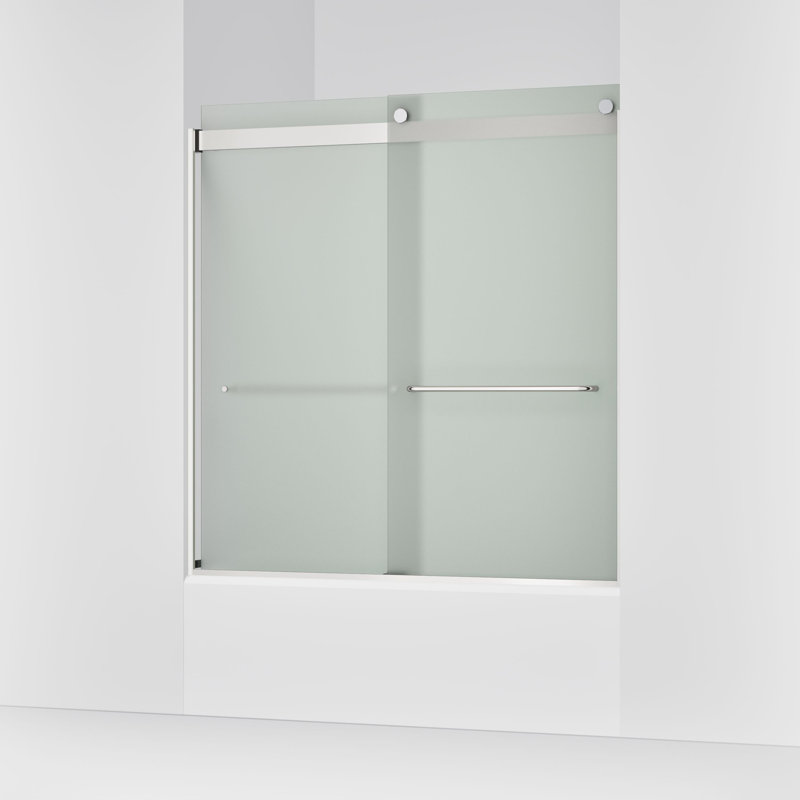 Porte de salle de bain 59,63 "x 62" avec technologie CleanCoat® Levity, Givré, Argent brillant