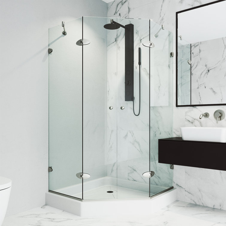 Gemini 48" W x 48" D x 79" H Hinged Frameless Shower Enclosure with 3/8 Clear Glass&Base
